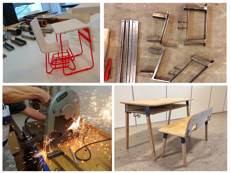 School furniture prototypes assembled